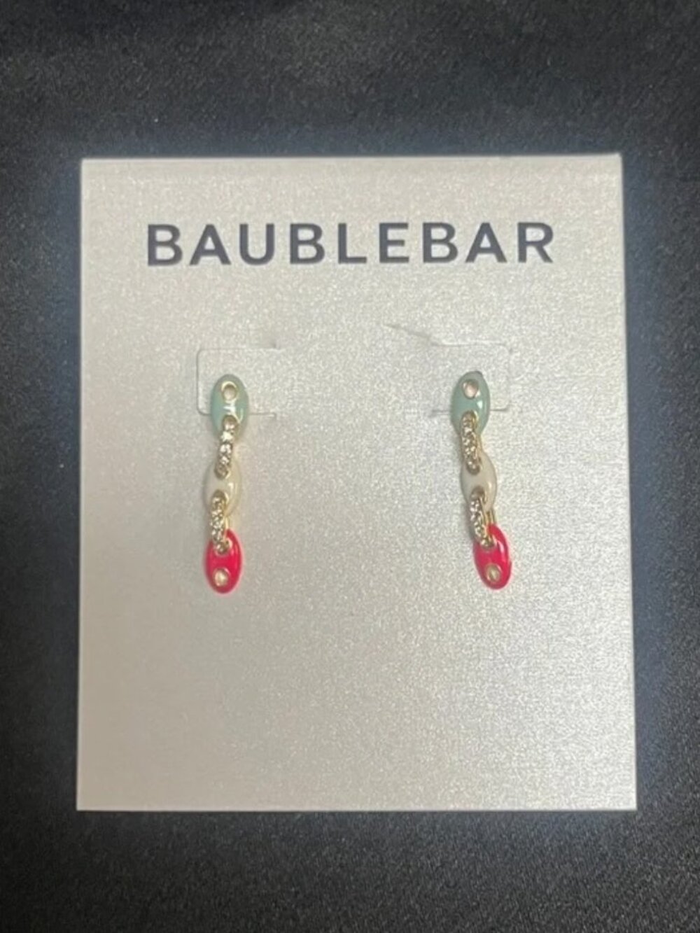 💖💚✨ BaubleBar Gold Chain Drop Earrings | Pink & Mint Statement Glam 💫🔗